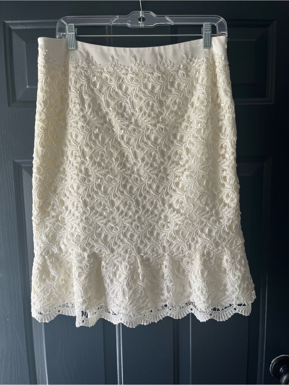 White House Black Market Ivory Lace A-Line Skirt